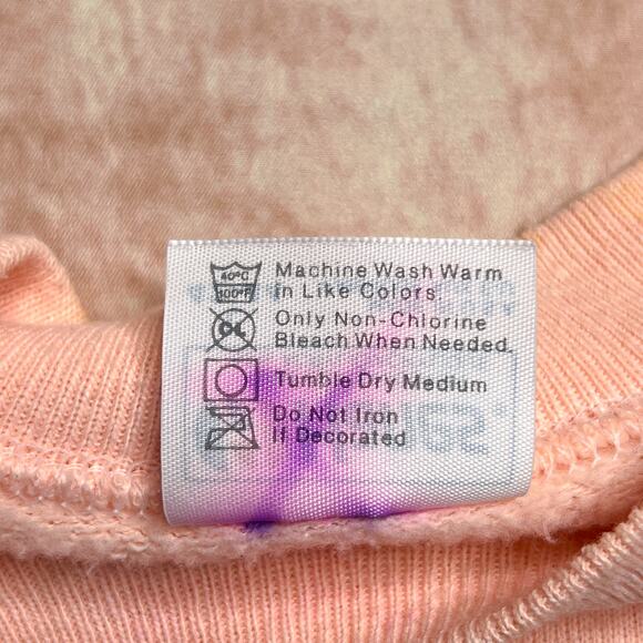 Vintage 80s Hanes Teddy Bear Heart Crewneck Sweatshirt Pink Textured Print Bows - Picture 9 of 10